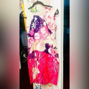 Pink and Purple Floral Mini Dress True Vintage, great condition. Watteau style